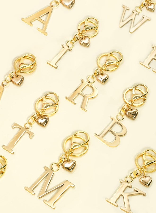 nylry Gold Heart Initial Letter Keychain Gift for Women Bag Charm Purse Charms for Handbags Initial Keychains for Women Cute Metal Alphabet A-Z Gold Bag Charms Accessories-Gold M - Image 3